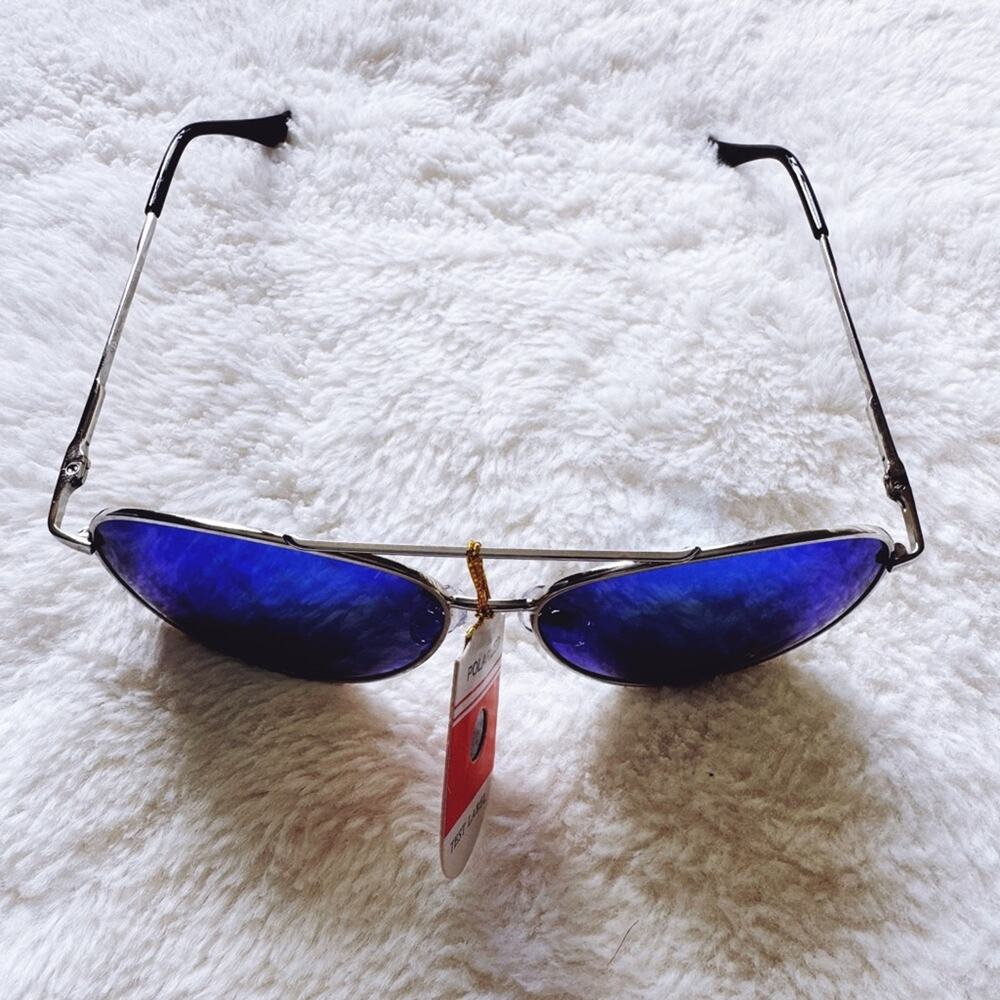 Felix Blue w/Silver Rim Mirrored Sunglasses - Picture 4 of 14